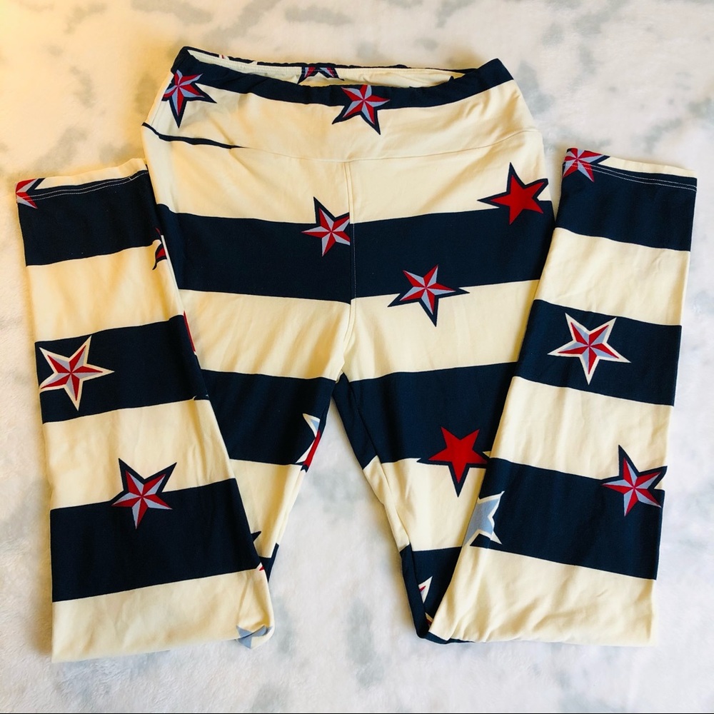 LulaRoe:❤️🤍💙  Patriotic leggings Size: One-Size - Picture 3 of 8